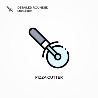 Pizza kesicisi vektör simgesi. Modern vektör illüstrasyon kavramları. Düzenlemesi ve kişiselleştirmesi kolay.