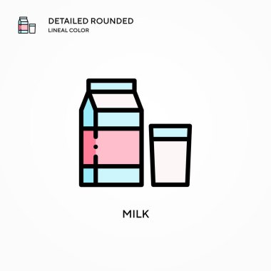 Süt vektörü simgesi. Modern vektör illüstrasyon kavramları. Düzenlemesi ve kişiselleştirmesi kolay.