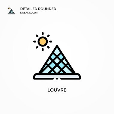 Louvre vektör simgesi. Modern vektör illüstrasyon kavramları. Düzenlemesi ve kişiselleştirmesi kolay.