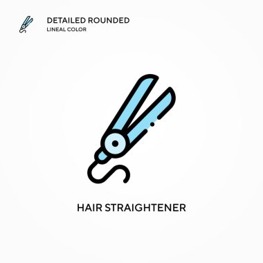 Saç düzleştirici vektör simgesi. Modern vektör illüstrasyon kavramları. Düzenlemesi ve kişiselleştirmesi kolay.