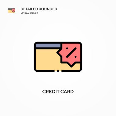 Kredi kartı vektör simgesi. Modern vektör illüstrasyon kavramları. Düzenlemesi ve kişiselleştirmesi kolay.