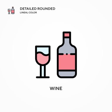 Şarap vektör simgesi. Modern vektör illüstrasyon kavramları. Düzenlemesi ve kişiselleştirmesi kolay.