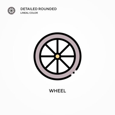 Tekerlek vektör simgesi. Modern vektör illüstrasyon kavramları. Düzenlemesi ve kişiselleştirmesi kolay.