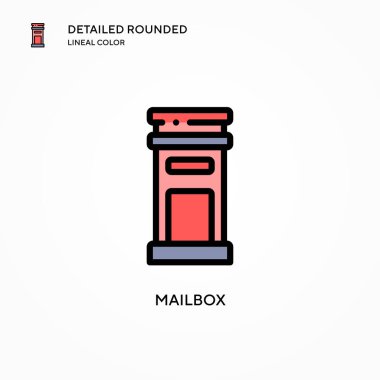 Posta kutusu vektör simgesi. Modern vektör illüstrasyon kavramları. Düzenlemesi ve kişiselleştirmesi kolay.