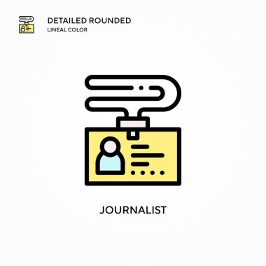 Gazeteci vektör simgesi. Modern vektör illüstrasyon kavramları. Düzenlemesi ve kişiselleştirmesi kolay.