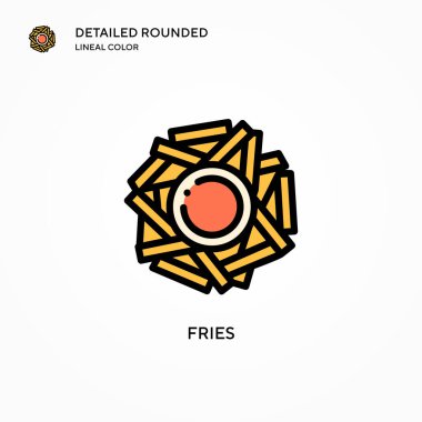 Fries vektör simgesi. Modern vektör illüstrasyon kavramları. Düzenlemesi ve kişiselleştirmesi kolay.