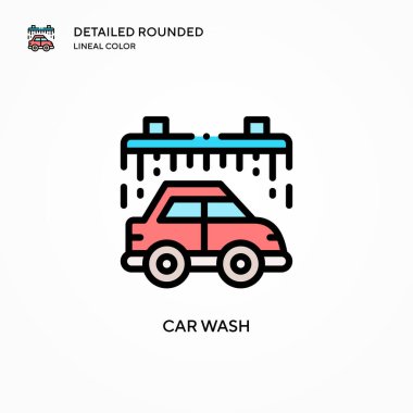 Araba yıkama vektör simgesi. Modern vektör illüstrasyon kavramları. Düzenlemesi ve kişiselleştirmesi kolay.