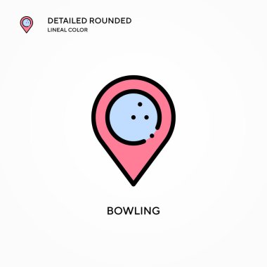 Bowling vektör simgesi. Modern vektör illüstrasyon kavramları. Düzenlemesi ve kişiselleştirmesi kolay.