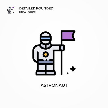 Astronot vektör simgesi. Modern vektör illüstrasyon kavramları. Düzenlemesi ve kişiselleştirmesi kolay.