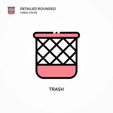 Çöp vektörü simgesi. Modern vektör illüstrasyon kavramları. Düzenlemesi ve kişiselleştirmesi kolay.