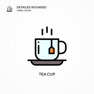 Çay fincanı vektör simgesi. Modern vektör illüstrasyon kavramları. Düzenlemesi ve kişiselleştirmesi kolay.