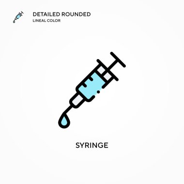 Şırınga vektör simgesi. Modern vektör illüstrasyon kavramları. Düzenlemesi ve kişiselleştirmesi kolay.