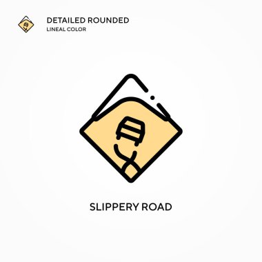 Kaygan yol vektör simgesi. Modern vektör illüstrasyon kavramları. Düzenlemesi ve kişiselleştirmesi kolay.