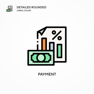 Ödeme vektör simgesi. Modern vektör illüstrasyon kavramları. Düzenlemesi ve kişiselleştirmesi kolay.