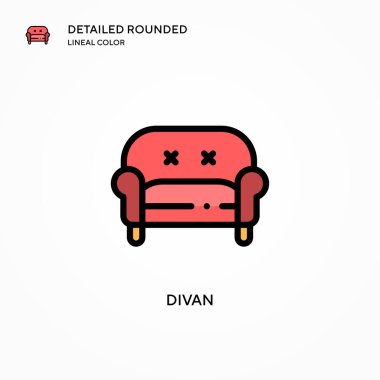 Divan vektör simgesi. Modern vektör illüstrasyon kavramları. Düzenlemesi ve kişiselleştirmesi kolay.