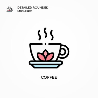 Kahve vektörü ikonu. Modern vektör illüstrasyon kavramları. Düzenlemesi ve kişiselleştirmesi kolay.