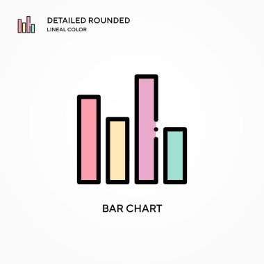 Bar çizelgesi vektör simgesi. Modern vektör illüstrasyon kavramları. Düzenlemesi ve kişiselleştirmesi kolay.