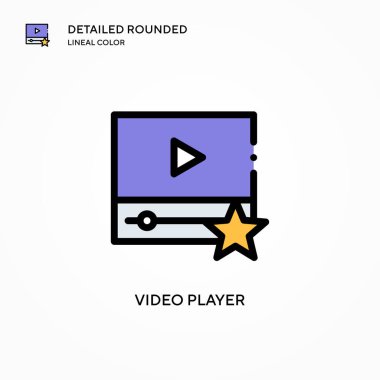 Video oynatıcı vektör simgesi. Modern vektör illüstrasyon kavramları. Düzenlemesi ve kişiselleştirmesi kolay.