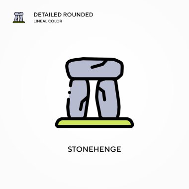 Stonehenge vektör simgesi. Modern vektör illüstrasyon kavramları. Düzenlemesi ve kişiselleştirmesi kolay.