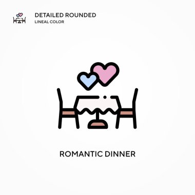 Romantik yemek ikonu. Modern vektör illüstrasyon kavramları. Düzenlemesi ve kişiselleştirmesi kolay.