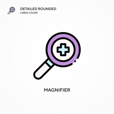Büyüteç vektör simgesi. Modern vektör illüstrasyon kavramları. Düzenlemesi ve kişiselleştirmesi kolay.