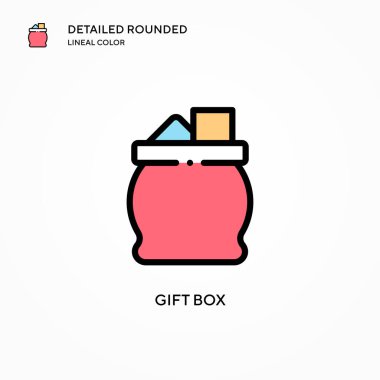 Hediye kutusu vektör simgesi. Modern vektör illüstrasyon kavramları. Düzenlemesi ve kişiselleştirmesi kolay.