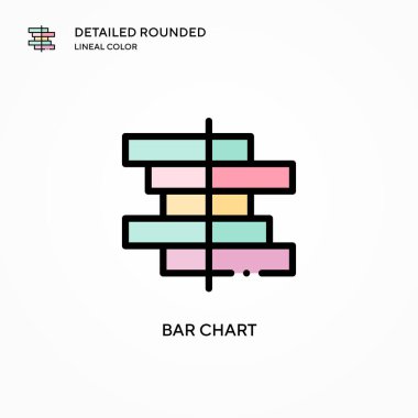 Bar çizelgesi vektör simgesi. Modern vektör illüstrasyon kavramları. Düzenlemesi ve kişiselleştirmesi kolay.