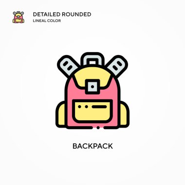 Sırt çantası vektör simgesi. Modern vektör illüstrasyon kavramları. Düzenlemesi ve kişiselleştirmesi kolay.