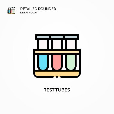 Test tüpleri vektör simgesi. Modern vektör illüstrasyon kavramları. Düzenlemesi ve kişiselleştirmesi kolay.