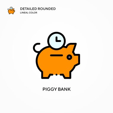 Domuz kumbarası vektör ikonu. Modern vektör illüstrasyon kavramları. Düzenlemesi ve kişiselleştirmesi kolay.