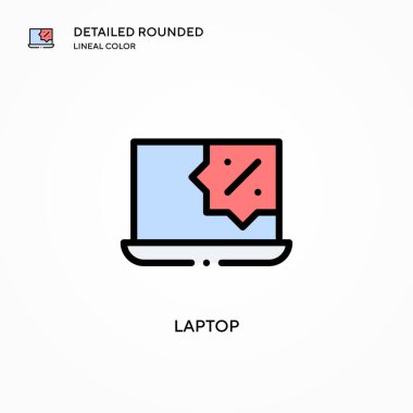 Laptop vektör simgesi. Modern vektör illüstrasyon kavramları. Düzenlemesi ve kişiselleştirmesi kolay.