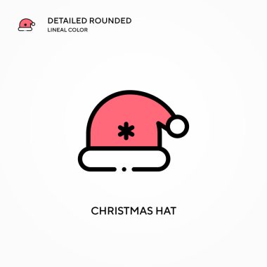 Noel şapkası ikonu. Modern vektör illüstrasyon kavramları. Düzenlemesi ve kişiselleştirmesi kolay.