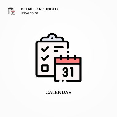 Takvim vektör simgesi. Modern vektör illüstrasyon kavramları. Düzenlemesi ve kişiselleştirmesi kolay.