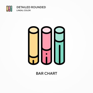 Bar çizelgesi vektör simgesi. Modern vektör illüstrasyon kavramları. Düzenlemesi ve kişiselleştirmesi kolay.