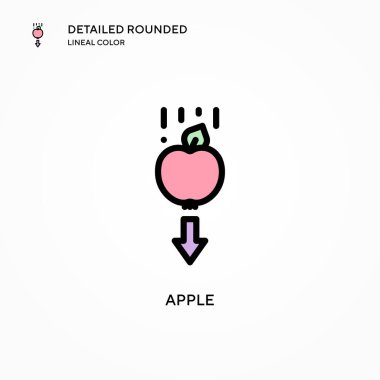 Elma vektör simgesi. Modern vektör illüstrasyon kavramları. Düzenlemesi ve kişiselleştirmesi kolay.