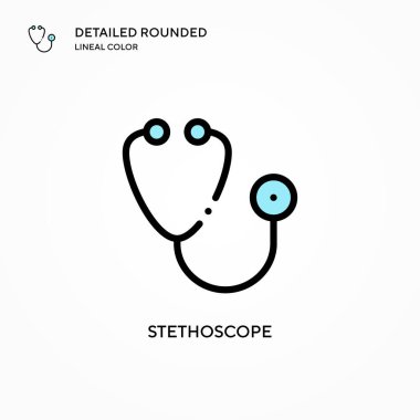Stetoskop vektör ikonu. Modern vektör illüstrasyon kavramları. Düzenlemesi ve kişiselleştirmesi kolay.