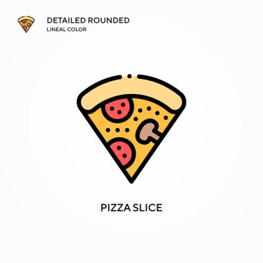 Pizza dilimi vektör simgesi. Modern vektör illüstrasyon kavramları. Düzenlemesi ve kişiselleştirmesi kolay.