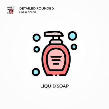 Sıvı sabun vektör simgesi. Modern vektör illüstrasyon kavramları. Düzenlemesi ve kişiselleştirmesi kolay.