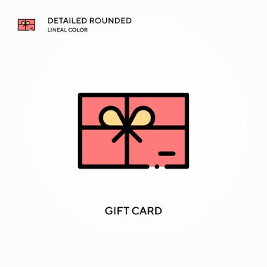 Hediye kartı vektör simgesi. Modern vektör illüstrasyon kavramları. Düzenlemesi ve kişiselleştirmesi kolay.