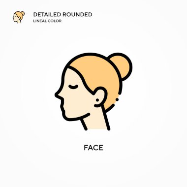 Yüz vektör simgesi. Modern vektör illüstrasyon kavramları. Düzenlemesi ve kişiselleştirmesi kolay.