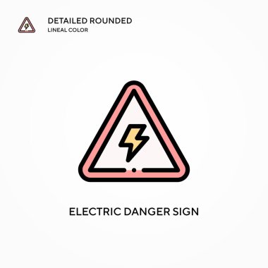 Elektrik tehlike işareti vektör simgesi. Modern vektör illüstrasyon kavramları. Düzenlemesi ve kişiselleştirmesi kolay.
