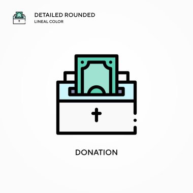 Bağış vektörü simgesi. Modern vektör illüstrasyon kavramları. Düzenlemesi ve kişiselleştirmesi kolay.