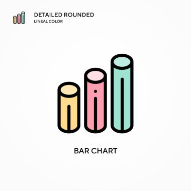Bar çizelgesi vektör simgesi. Modern vektör illüstrasyon kavramları. Düzenlemesi ve kişiselleştirmesi kolay.