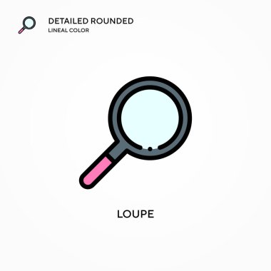 Loupe vektör simgesi. Modern vektör illüstrasyon kavramları. Düzenlemesi ve kişiselleştirmesi kolay.