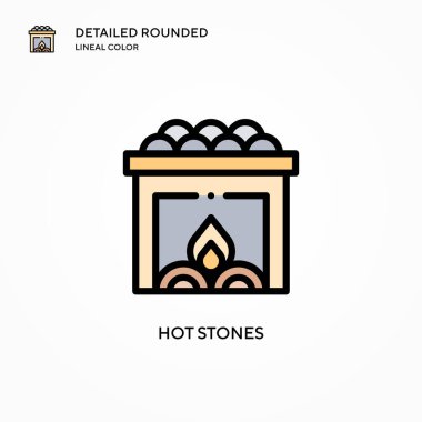 Sıcak taşlar vektör simgesi. Modern vektör illüstrasyon kavramları. Düzenlemesi ve kişiselleştirmesi kolay.