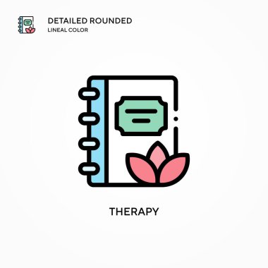 Terapi vektör simgesi. Modern vektör illüstrasyon kavramları. Düzenlemesi ve kişiselleştirmesi kolay.