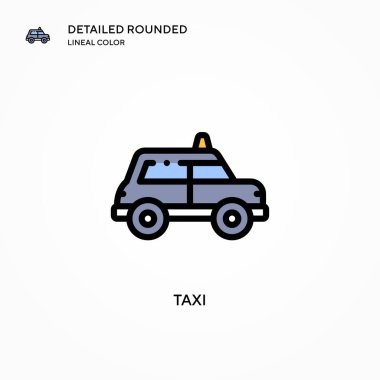 Taksi vektör simgesi. Modern vektör illüstrasyon kavramları. Düzenlemesi ve kişiselleştirmesi kolay.