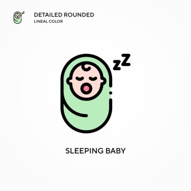Uyuyan bebek vektör simgesi. Modern vektör illüstrasyon kavramları. Düzenlemesi ve kişiselleştirmesi kolay.