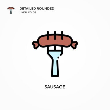 Sosis vektör simgesi. Modern vektör illüstrasyon kavramları. Düzenlemesi ve kişiselleştirmesi kolay.