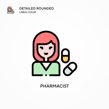 Eczacı vektör ikonu. Modern vektör illüstrasyon kavramları. Düzenlemesi ve kişiselleştirmesi kolay.